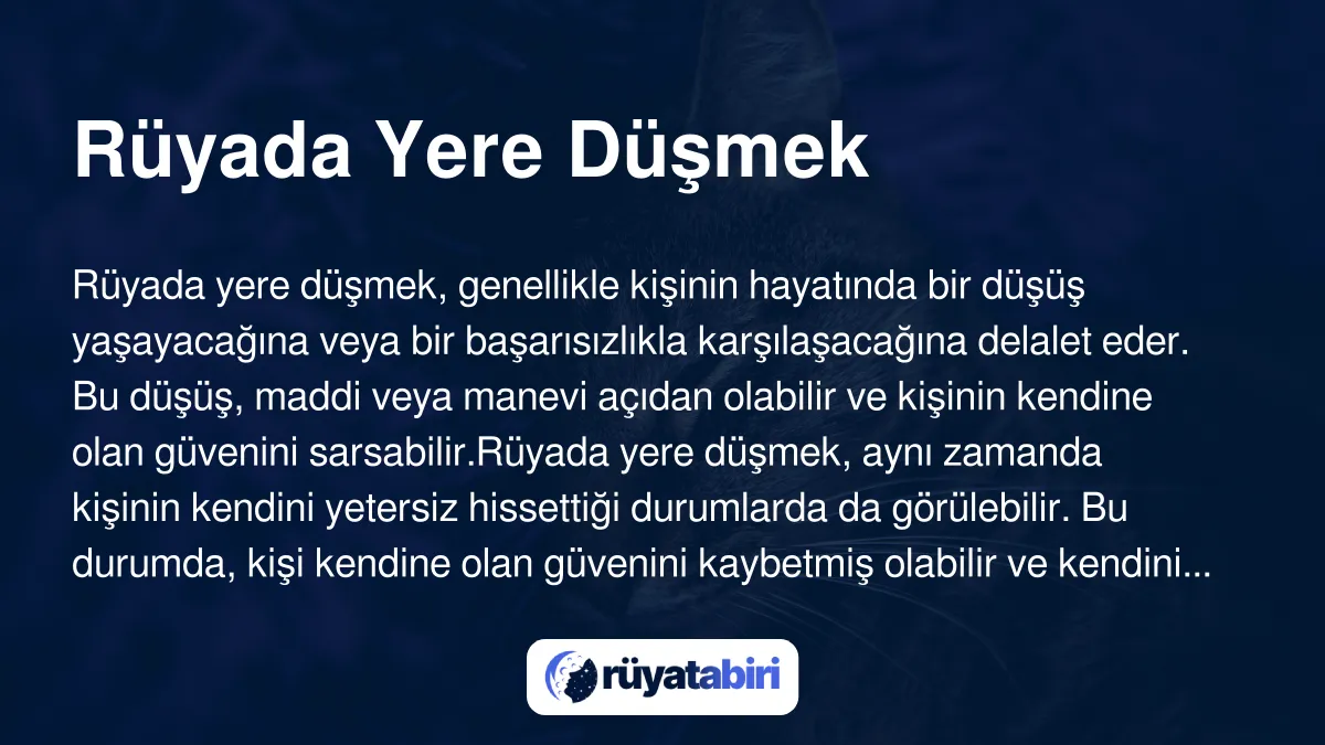 Rüyada Yere Düşmek Ne Anlama Gelir? Rüya Tabiri